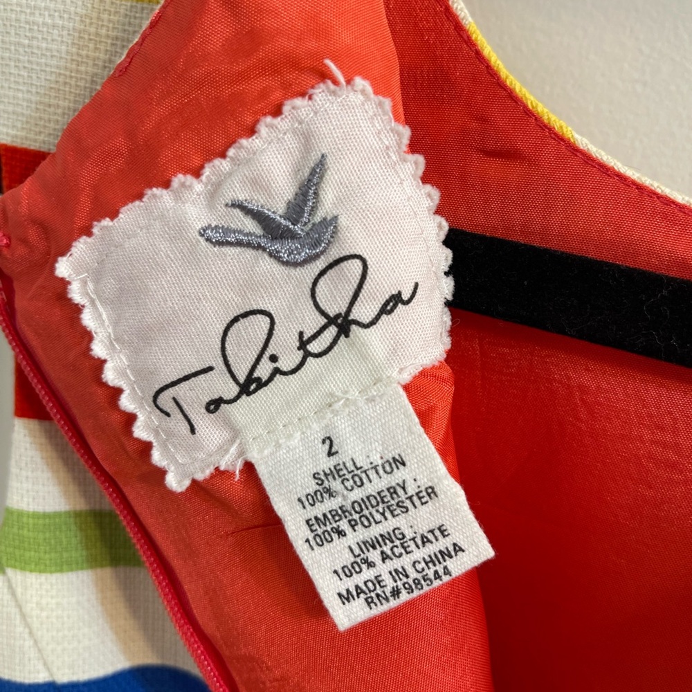 Anthropologie Tabitha Rainbow Stripe Embroidered Dress Size 2 - Picture 4 of 5